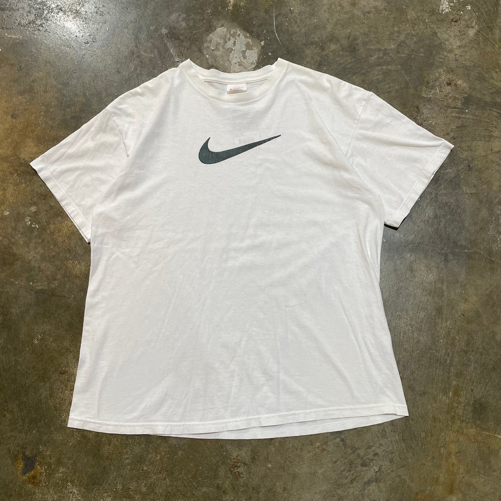 Nike White Green Center Logo Tee