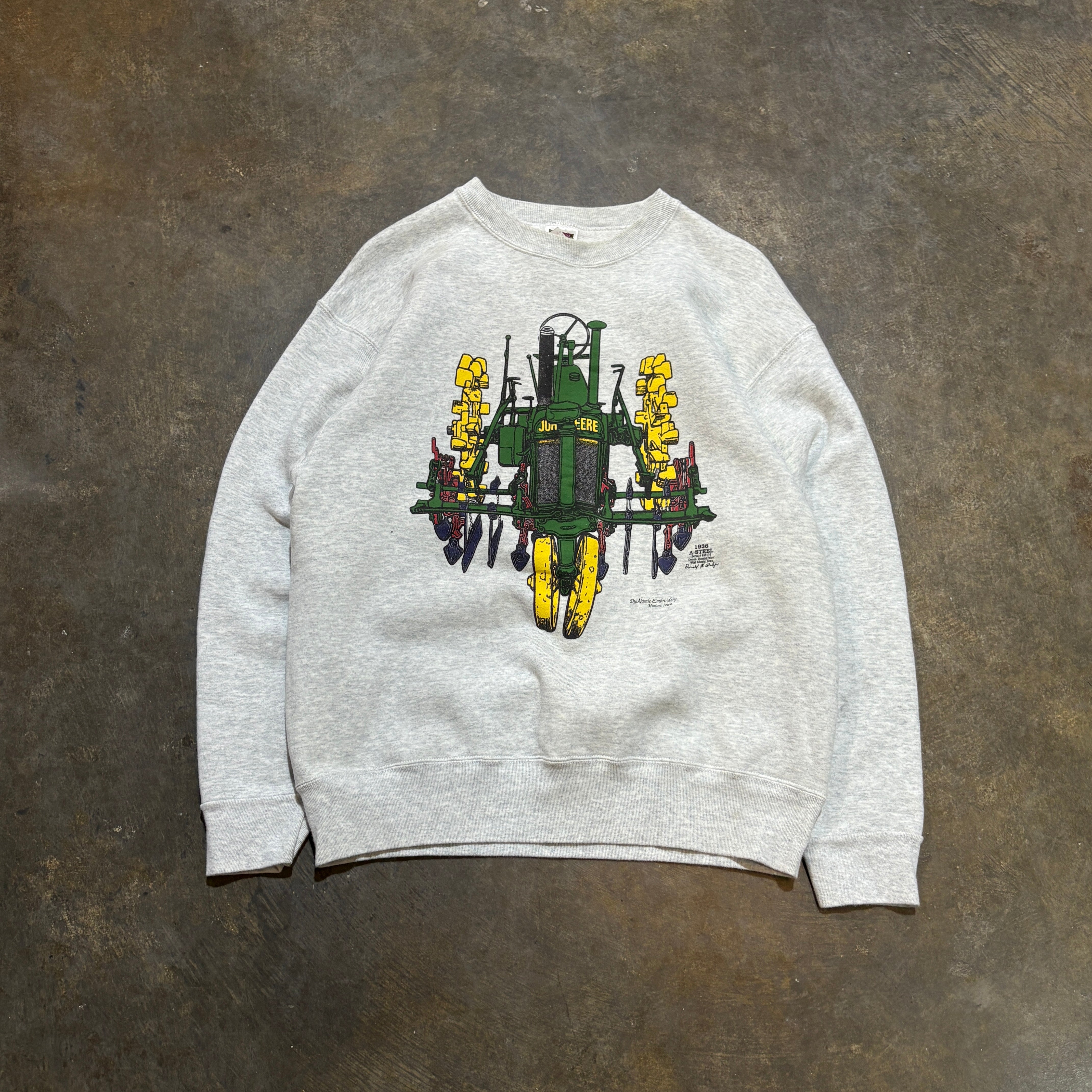 90's John Deere Art Graphic Light Heather Crewneck