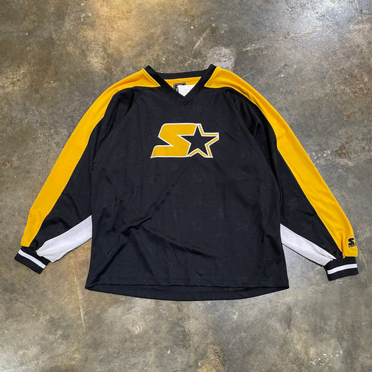 Black and Yellow Starter Logo Hockey Jersey