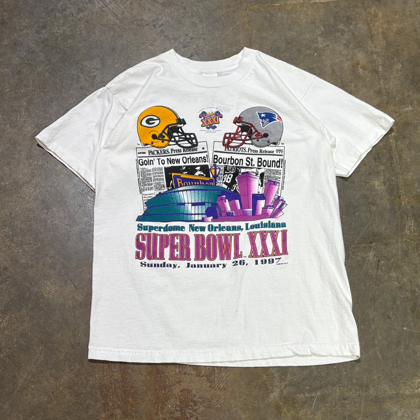 1997 Super Bowl Dual Newspaper Tee
