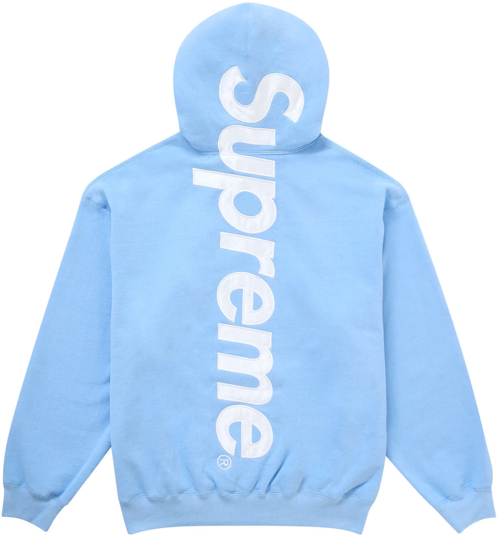 Supreme Satin Appliqué Hooded Sweatshirt Light Blue