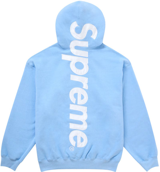 Supreme Satin Appliqué Hooded Sweatshirt Light Blue