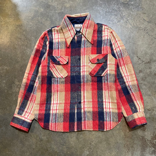 Heavy Wool CPO Button Up Red White Blue