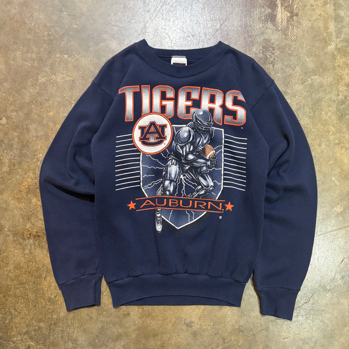 Navy Tigers Auburn Tultex Football Lightning Crewneck