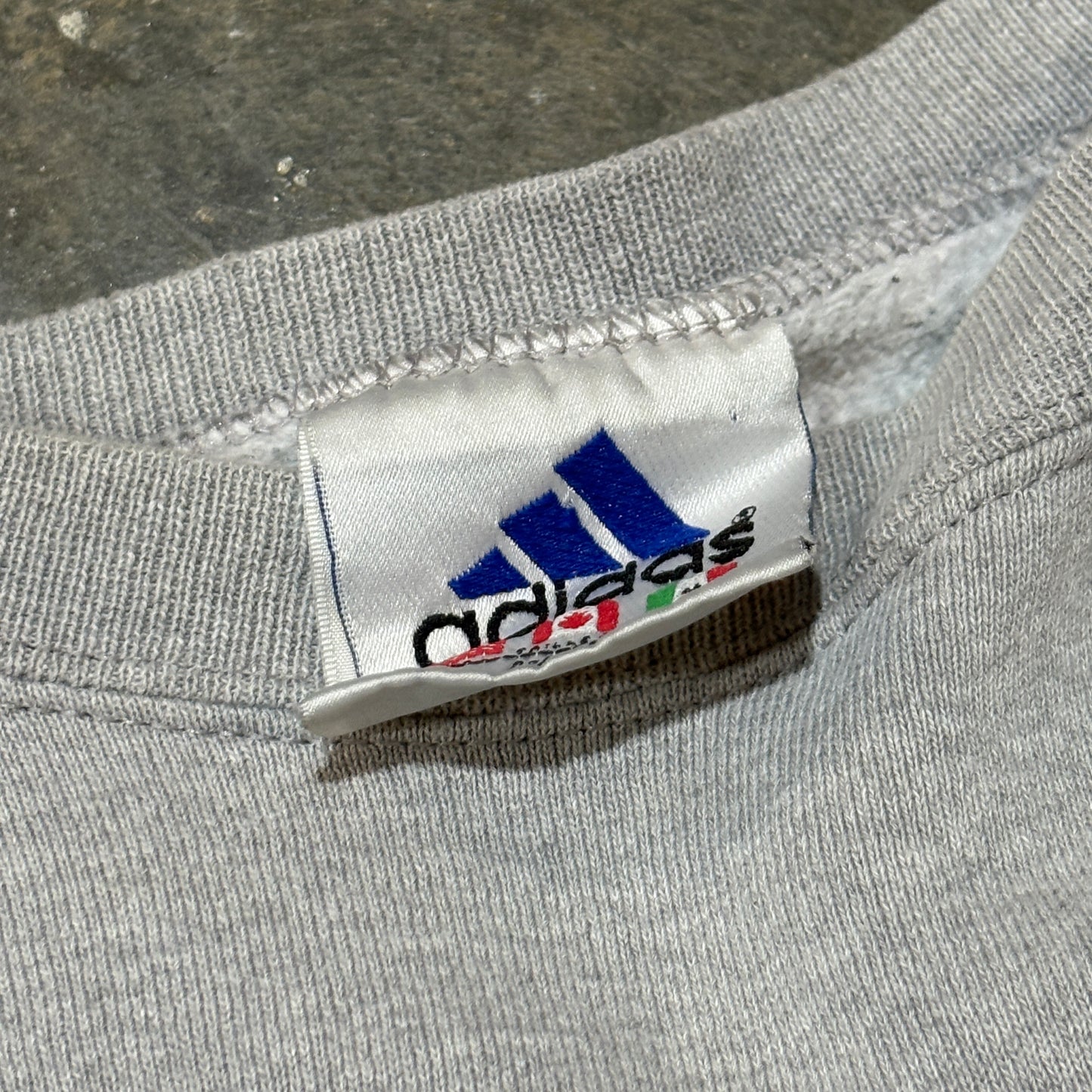 Grey Simple Embroidered Adidas Crew