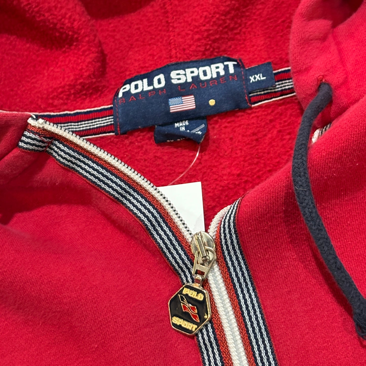1990s Polo Sport Ralph Lauren Red Zip Hoodie (XXL)
