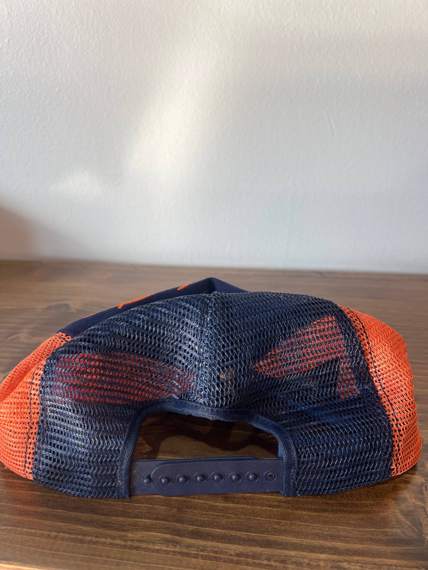 Navy & Orange Puff Print Mesh Hat
