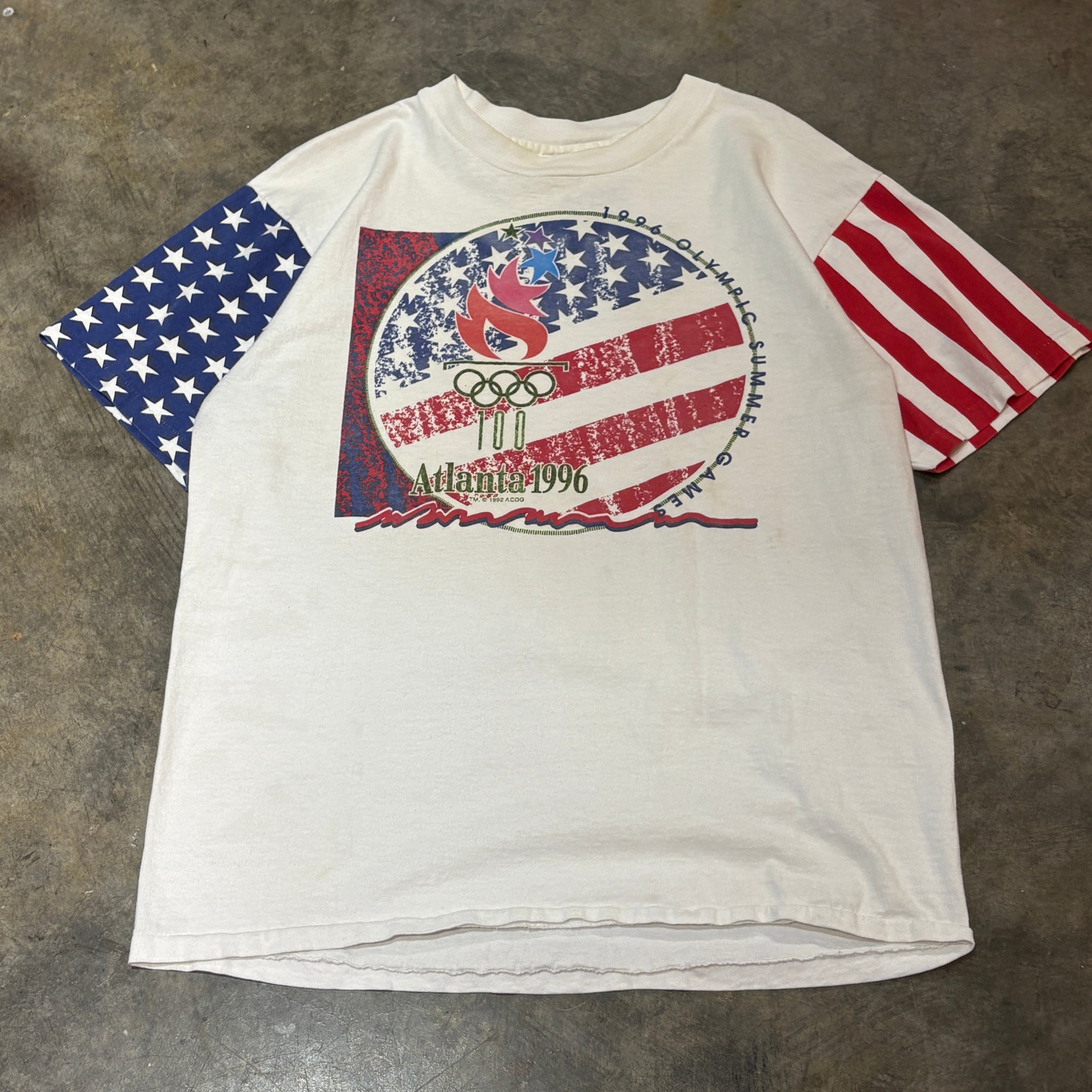 Vintage Atlanta 1996 Olympic Stars and Stripes Sleeves Tee