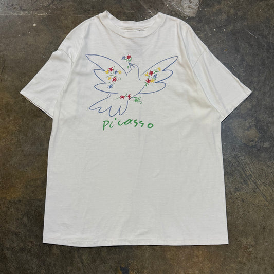 Hanes Picaso Flower Bird Drawing Tee