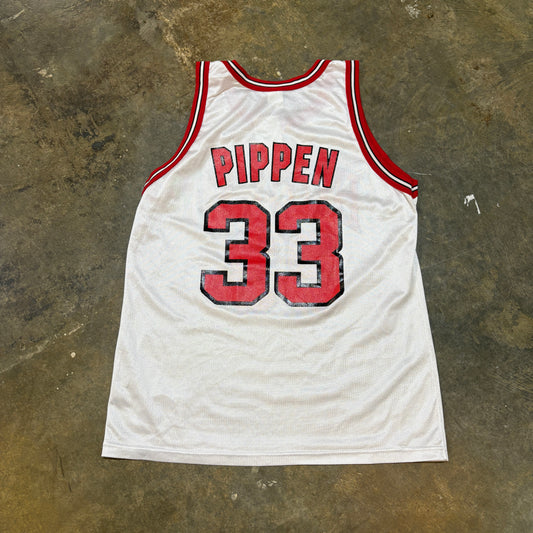 White Pippen Bulls Champion Jersey