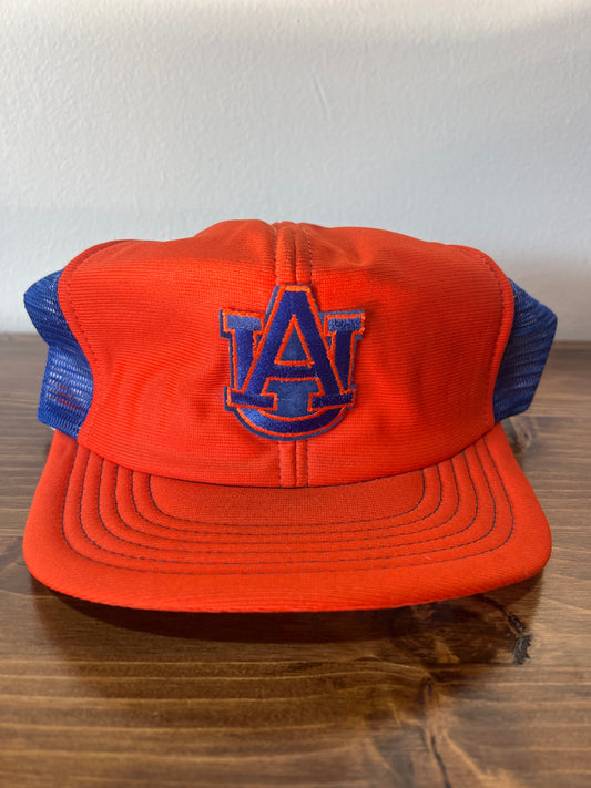 Orange and Royal Blue 80s Auburn Trucker Hat