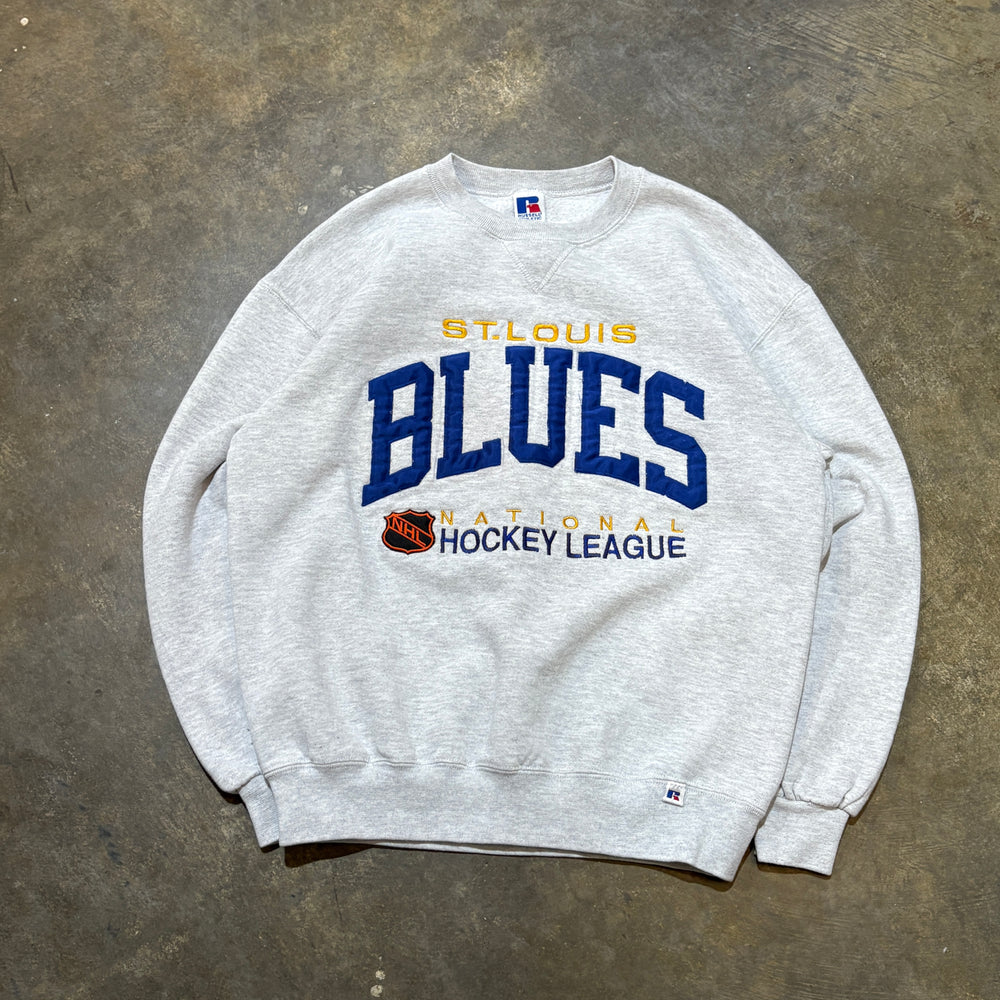 Grey St. Louis Blues Hockey Russell Crew