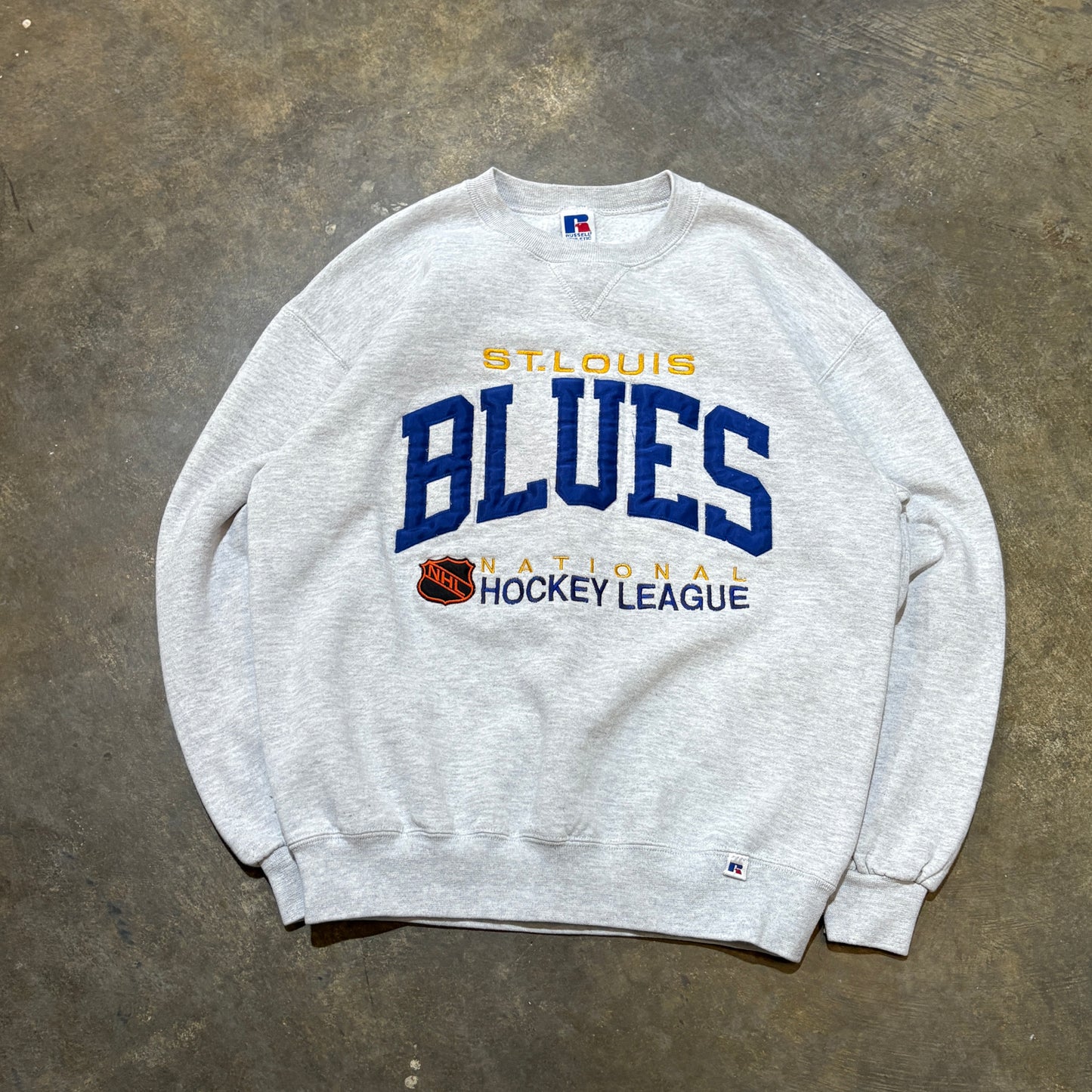 Grey St. Louis Blues Hockey Russell Crew