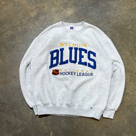 Grey St. Louis Blues Hockey Russell Crew