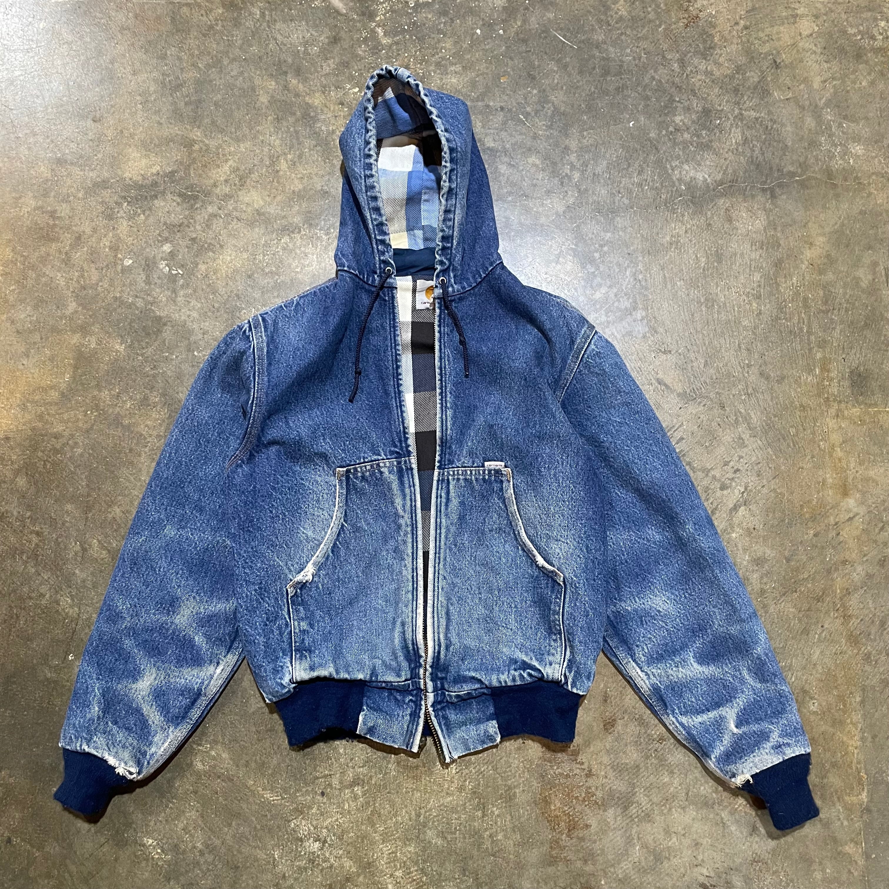 Denim Flannel Lined Carhartt Hooded Jacket8