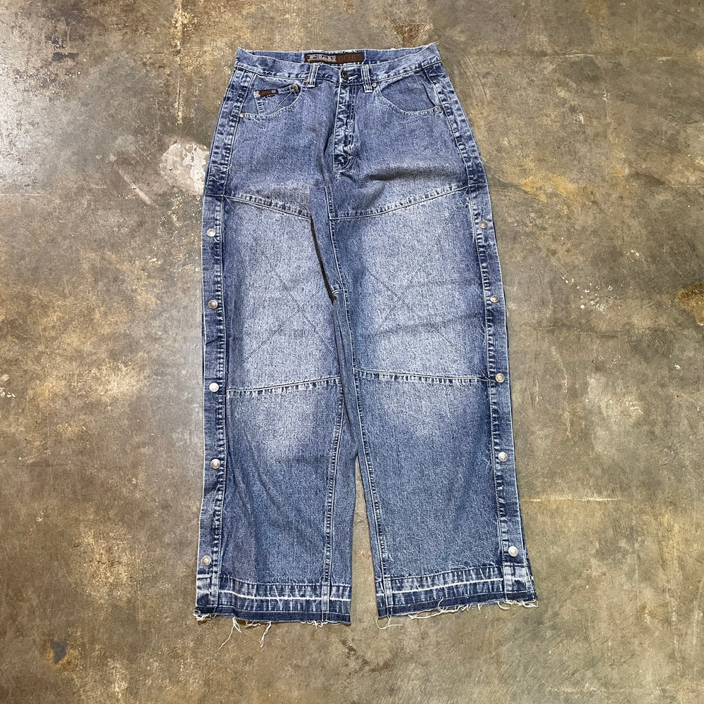 Delf Baggy Button Side Denim Baggy Jeans