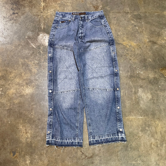 Delf Baggy Button Side Denim Baggy Jeans