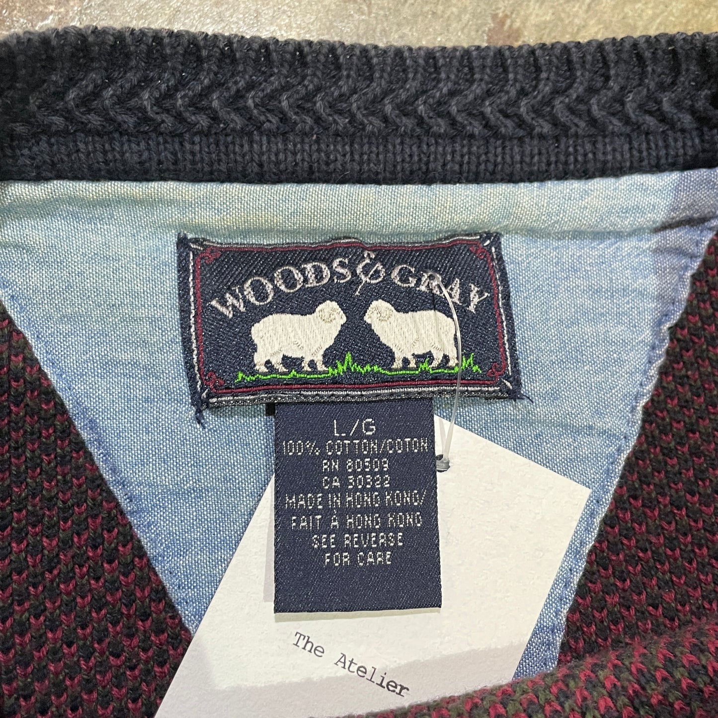 1990s Woods & Gray Plaid Knit Pullover (L)