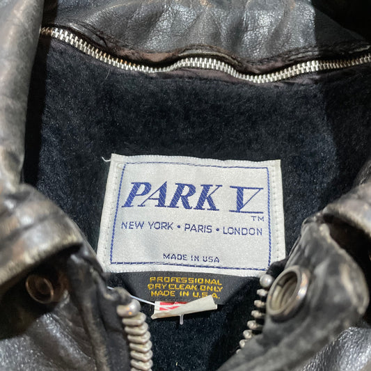 Park V Sherpa Lined Leather Bomber Jacket