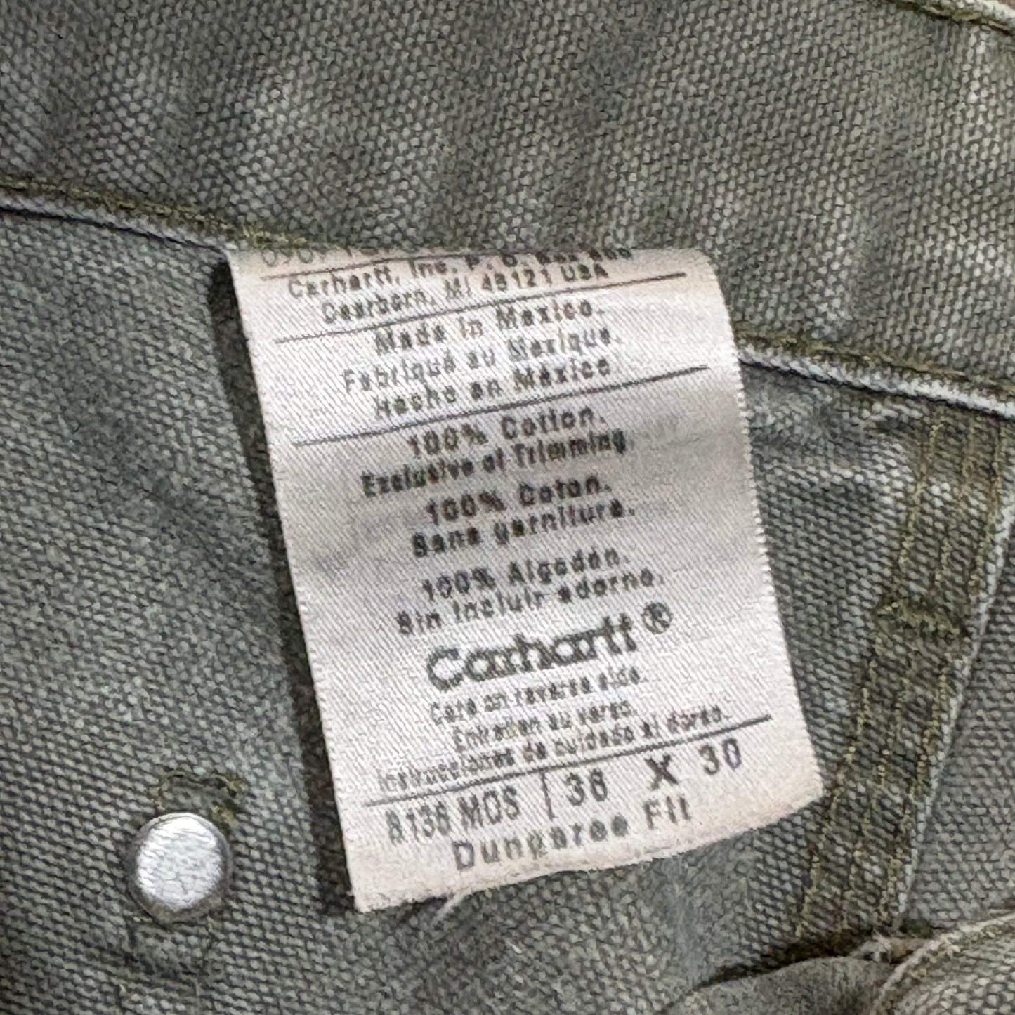 Green Distressed Double Knee Carhartt Pants