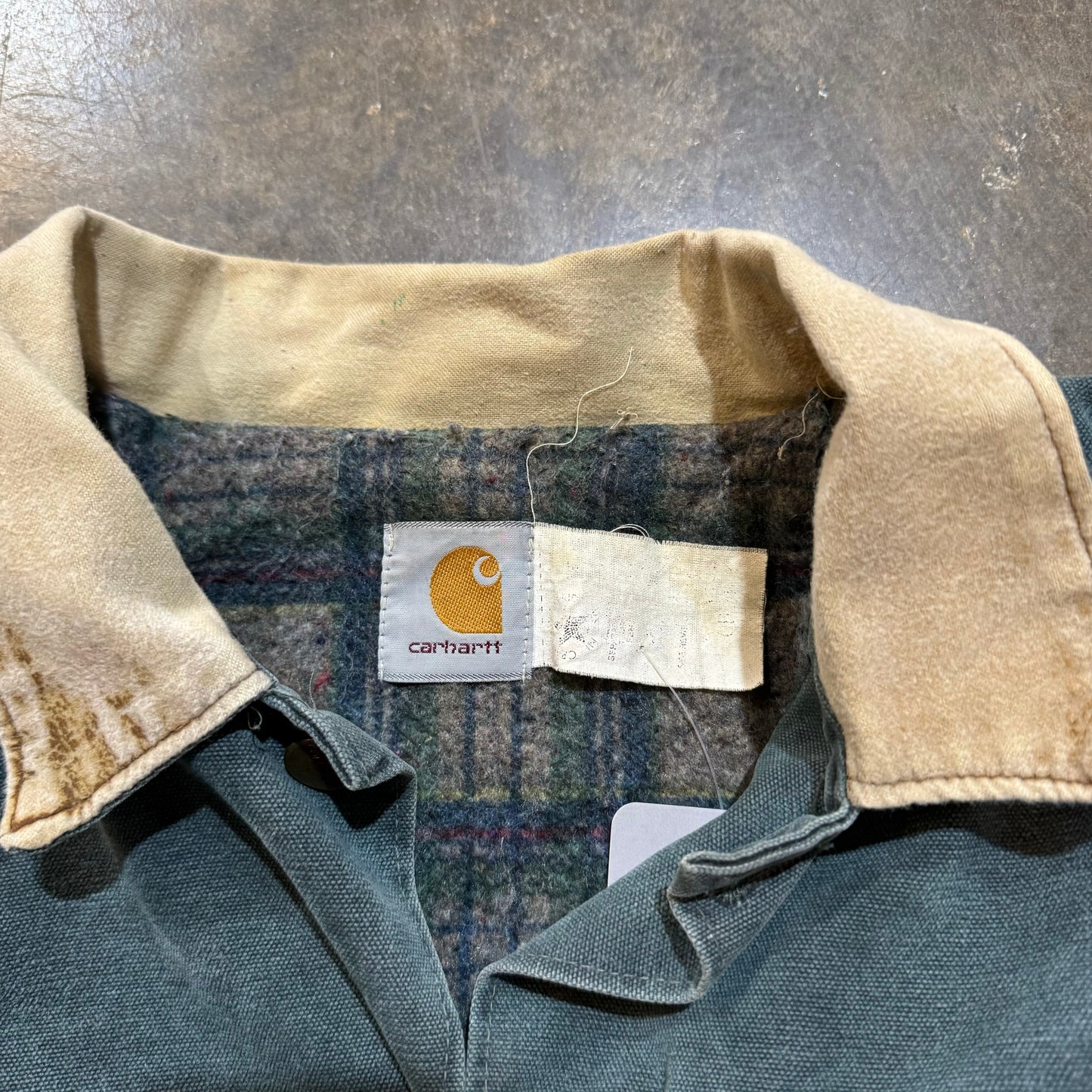 Green Plaid Carhartt Chore Coat