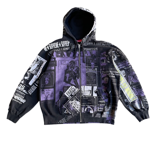 Supreme Collage Zip Up Hoodie Black