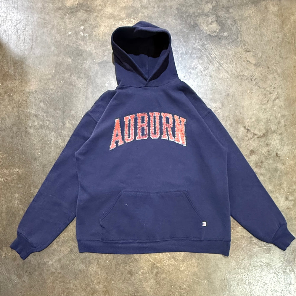 Simple Navy Auburn Cracked Graphic Arc Logo Russell Hoodie