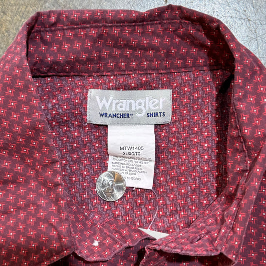 Wrangler Red Maroon Dotted Pearl Snap Shirt