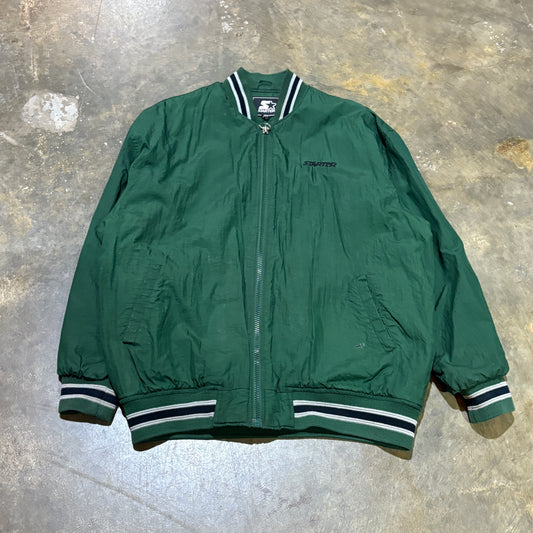 Green Blank Starter Puffer Varsity Jacket