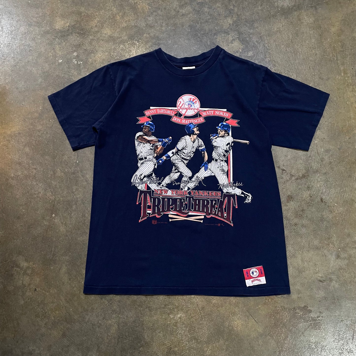 Navy New York Yankees Triple Threat Tee