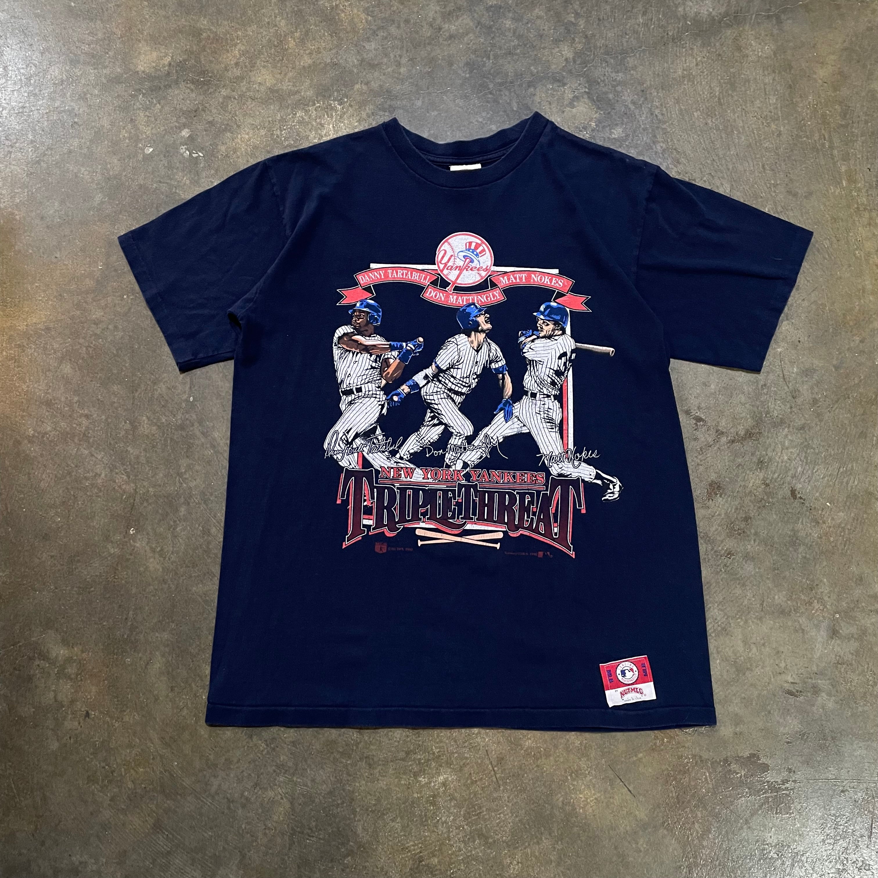 Navy New York Yankees Triple Threat Tee