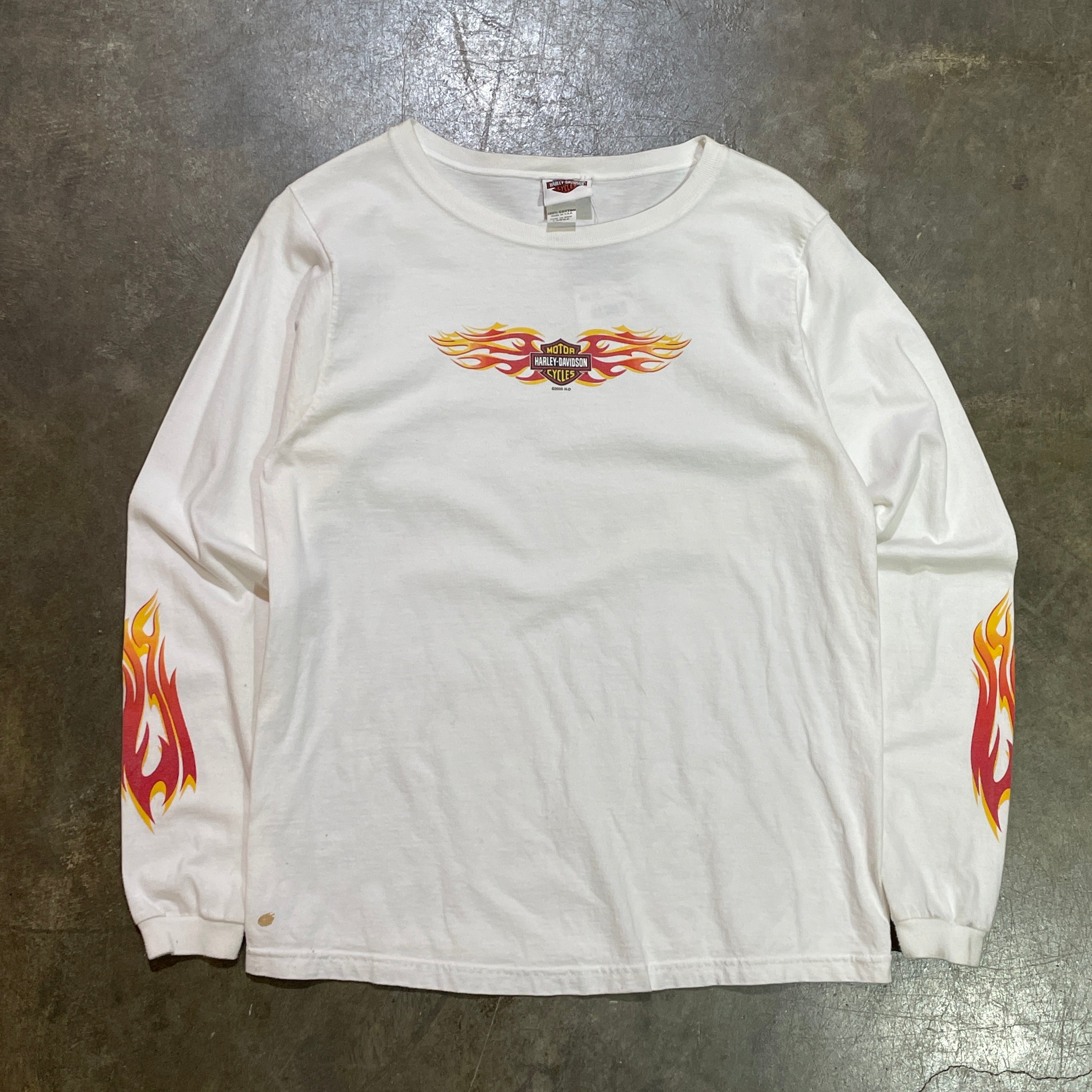 White Harley Davidson Flame Long Sleeve Tee