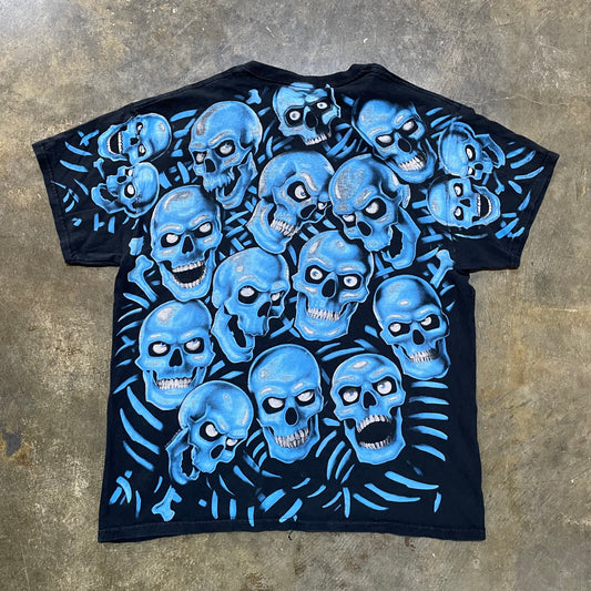 Y2K Blue Skulls AOP Tee