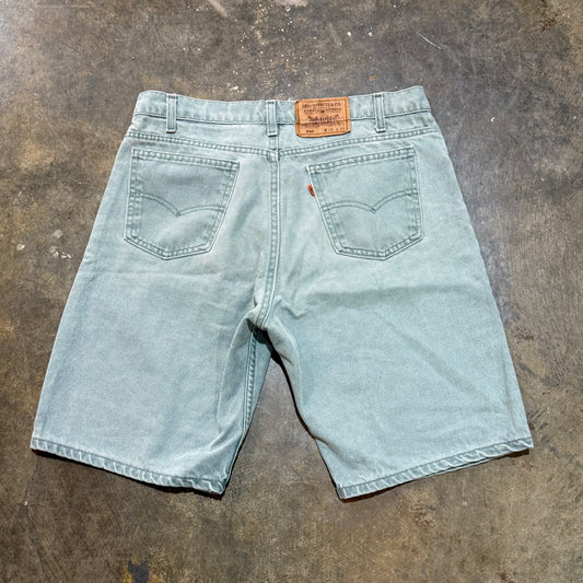 Faded Teal Denim Shorts