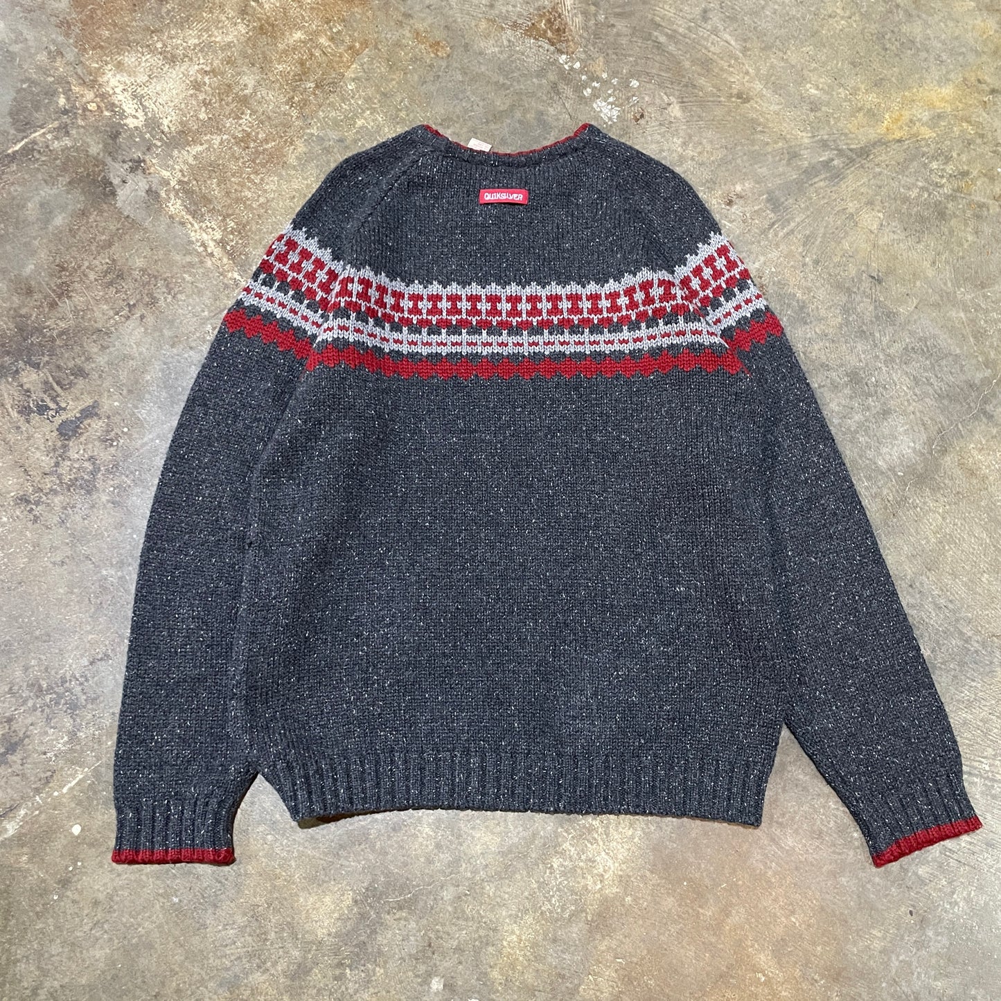 Quicksilver Grey/Red Stripes Sweater