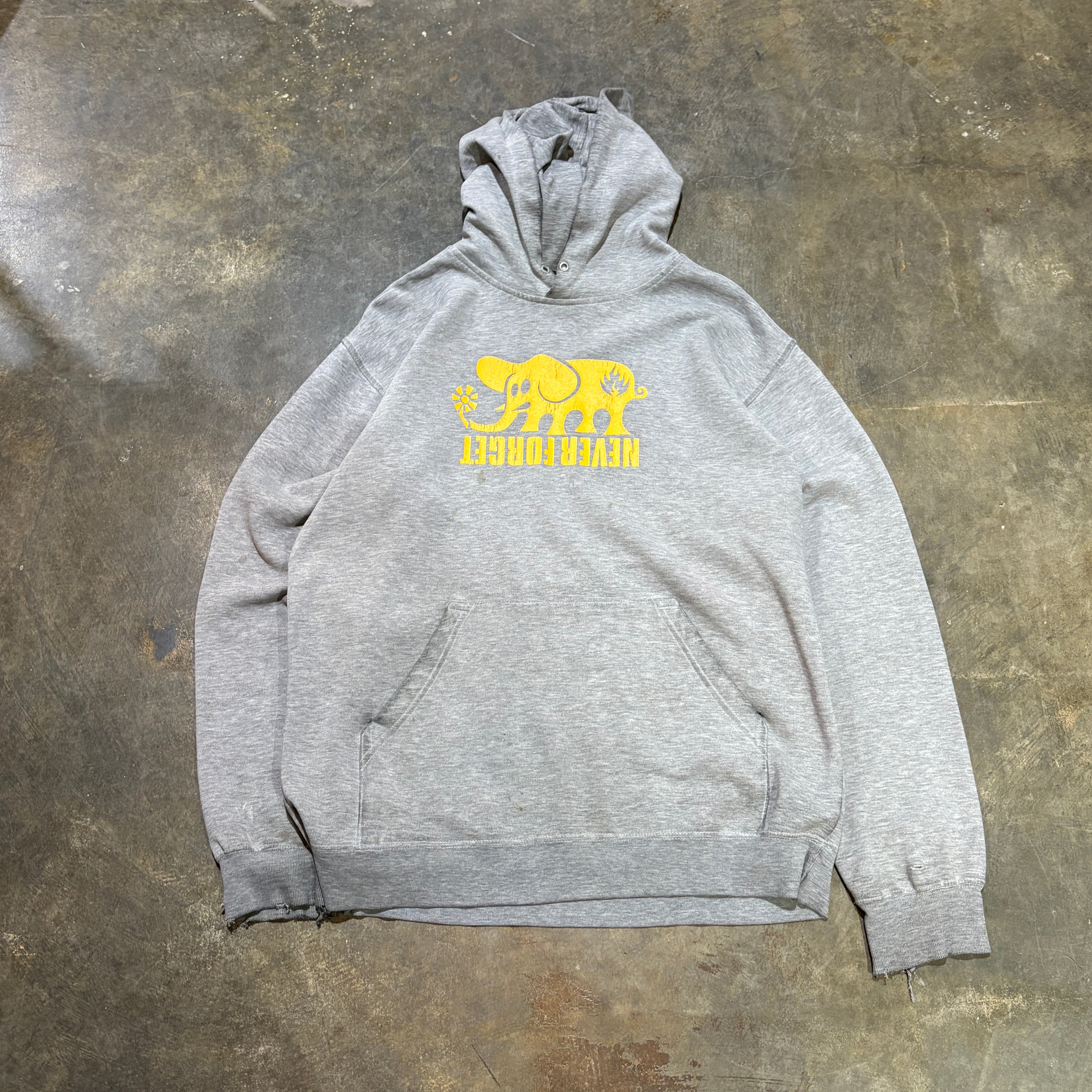 Grey "Never Forget" Yellow Elephant Hoodie
