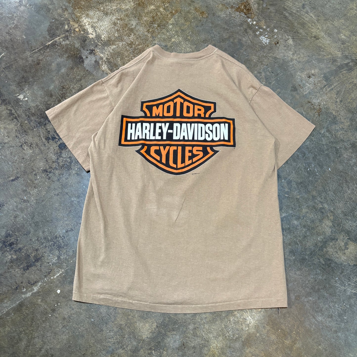 Brown Home of the Brave Harley Davidson Tee