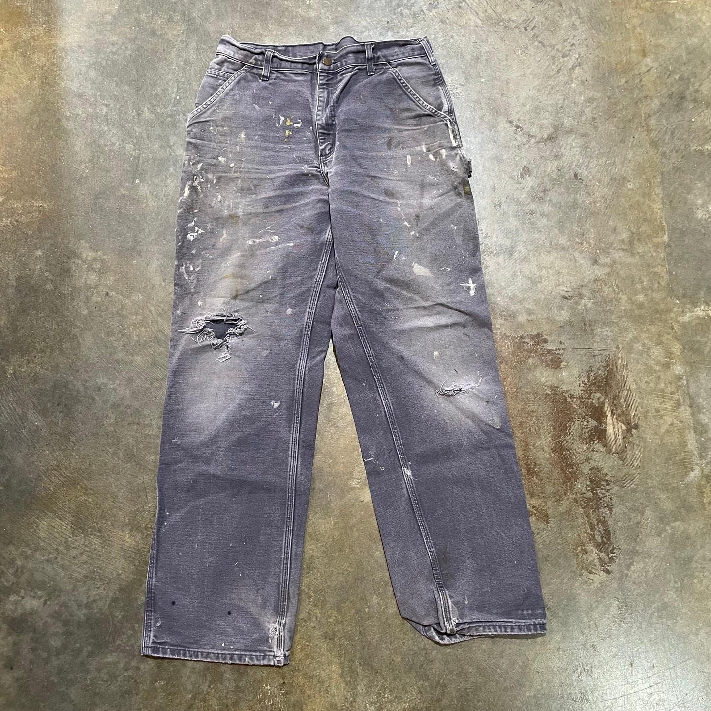 Carhartt Grey Paint Thrashed Carpenter Pants