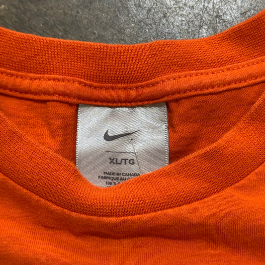 Orange Nike Embroidered Black Swoosh Tee