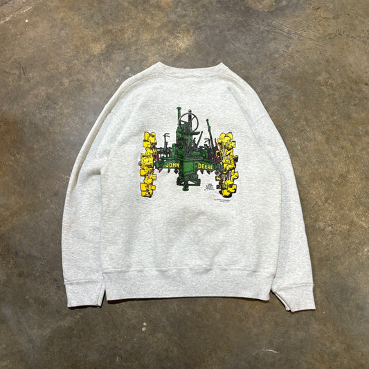 90's John Deere Art Graphic Light Heather Crewneck