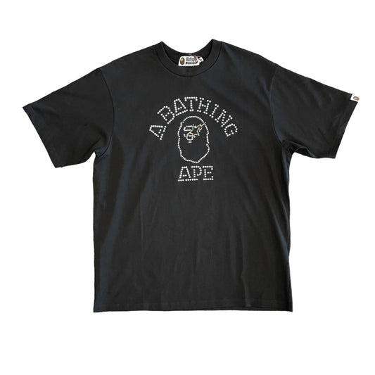 Bape Rhinestone College Relaxed Fit Tee Black