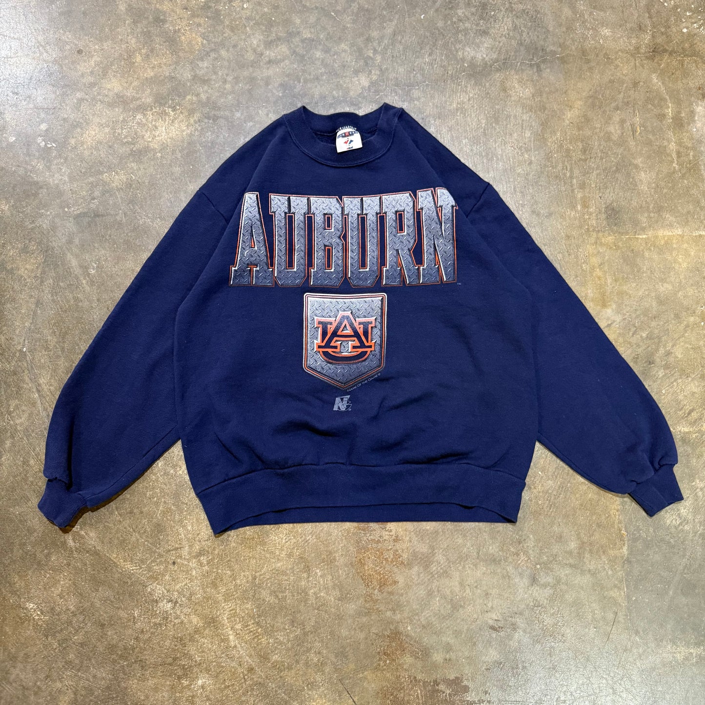 Navy Auburn Jerzees Metalic Logo Crew