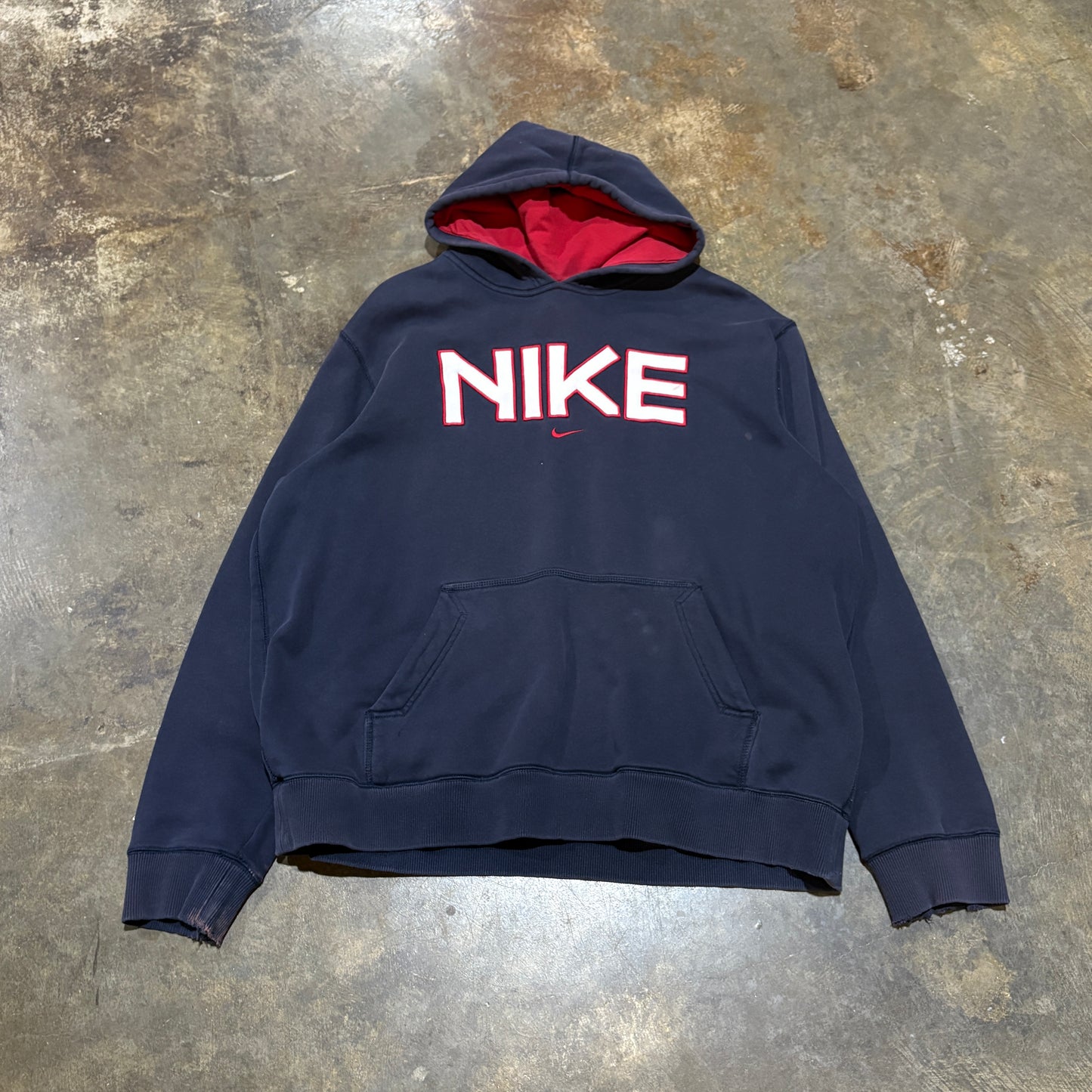Vintage Navy Red big logo hoodie