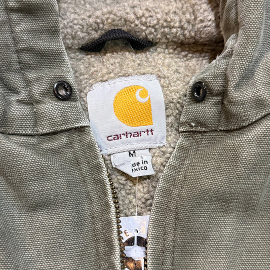 Green Carhartt Hooded Sherpa Lined Jacket1