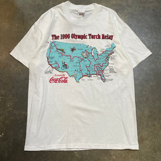 White 1996 Olympic Torch Relay Map Tee 2