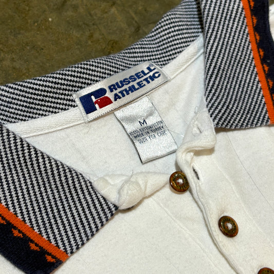 White Auburn Navy Stripe Collar Polo