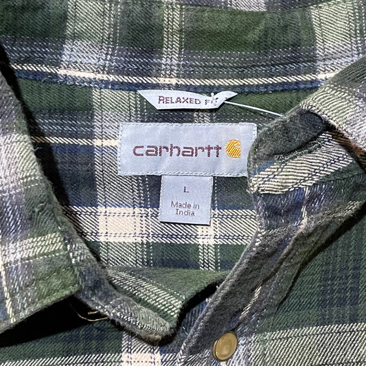 Carhartt Green Pearl snap Flannel