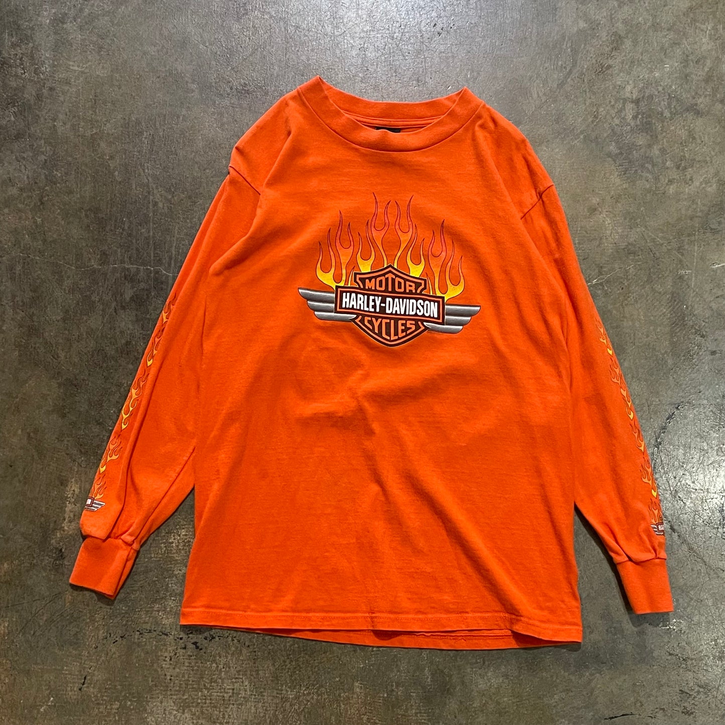 Orange Harley Flame LS Tee