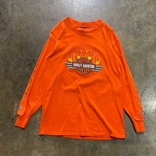 Orange Harley Flame LS Tee