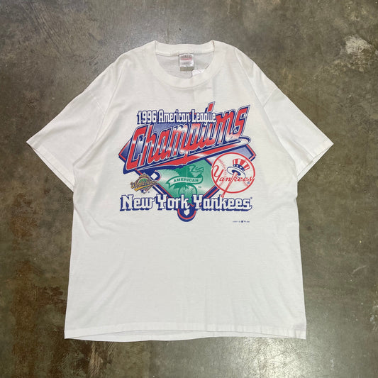 White 1996 Yankees American League Champions Logo 7 Tee